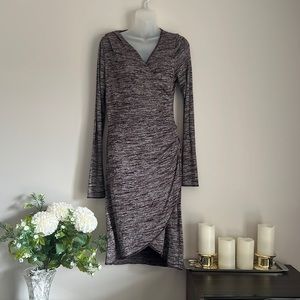 Aritzia Wilfred Free purple soft surplice asymmetrical neck long sleeve dress